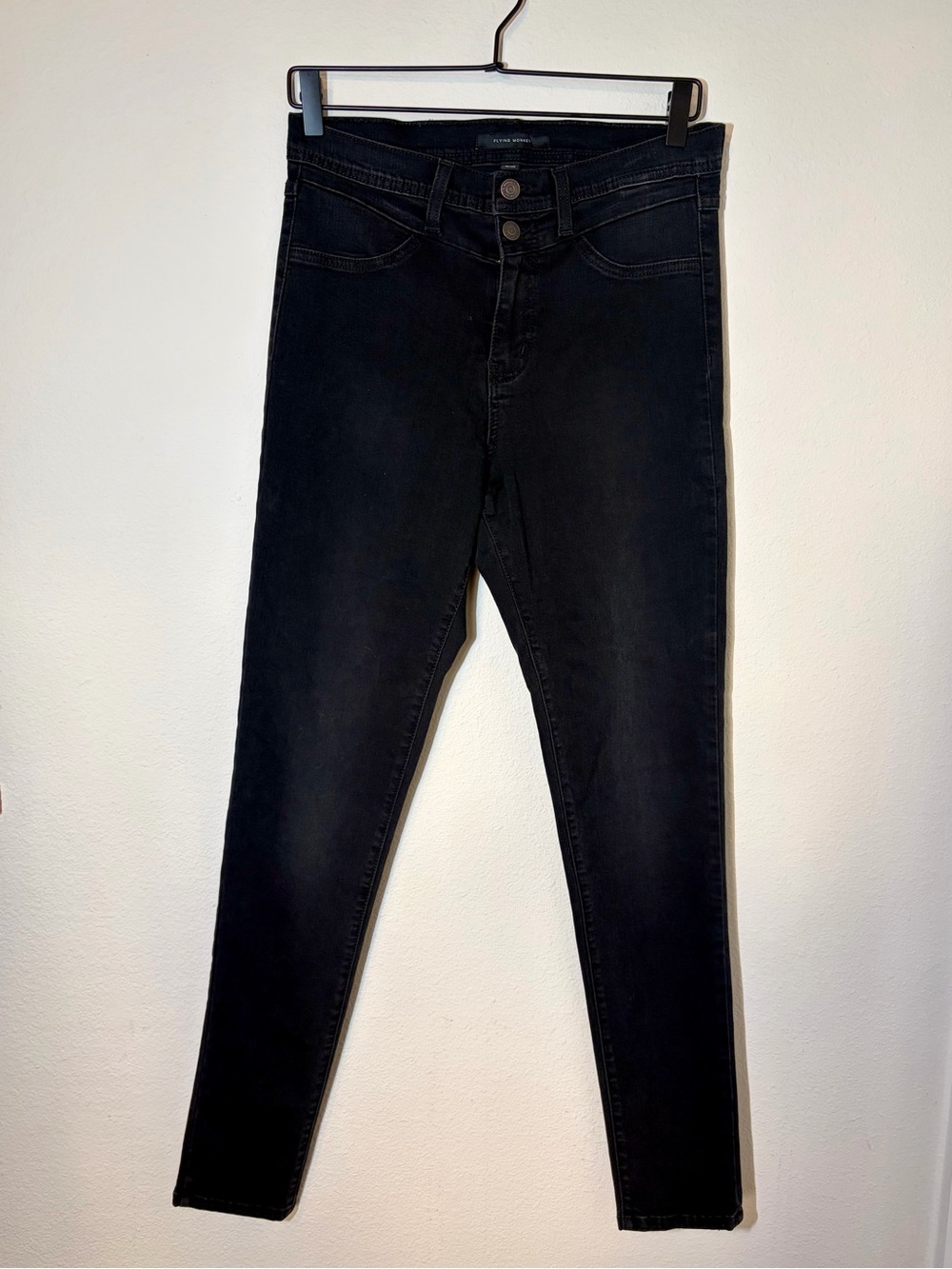 Flying Monkey Black High Rise Double Button Skinny Jeans Size 29